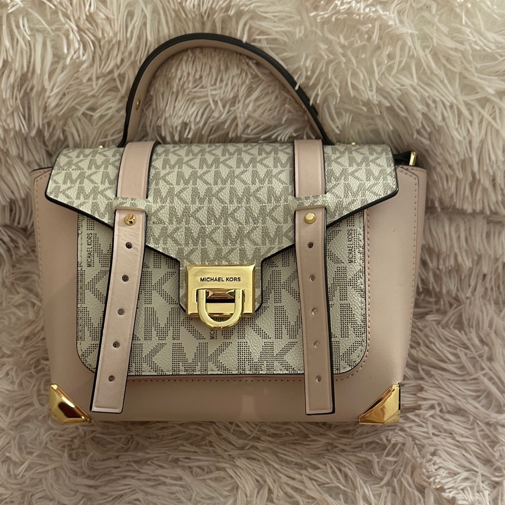 Michael Kors Cream and Gold Satchel